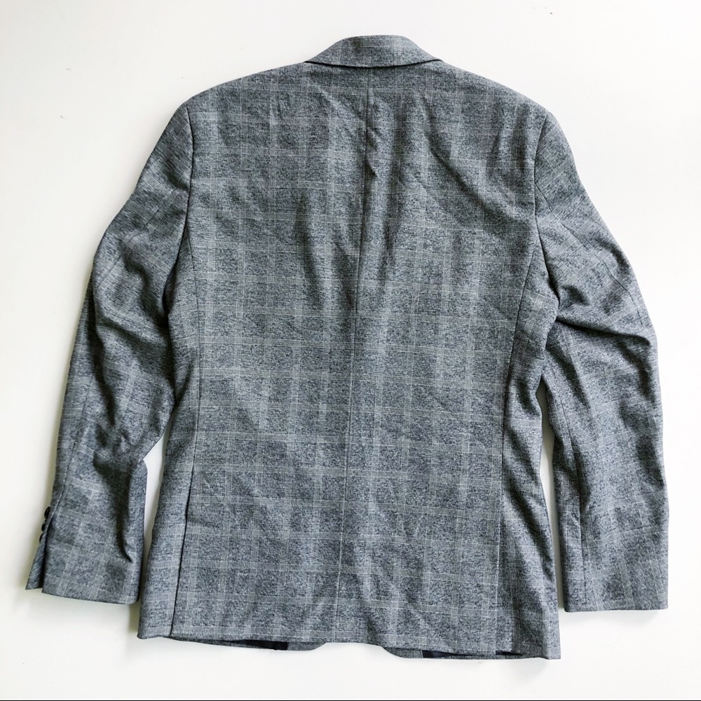Murano Slim Fit Gray Plaid Blazer Jacket - Picture 4 of 7
